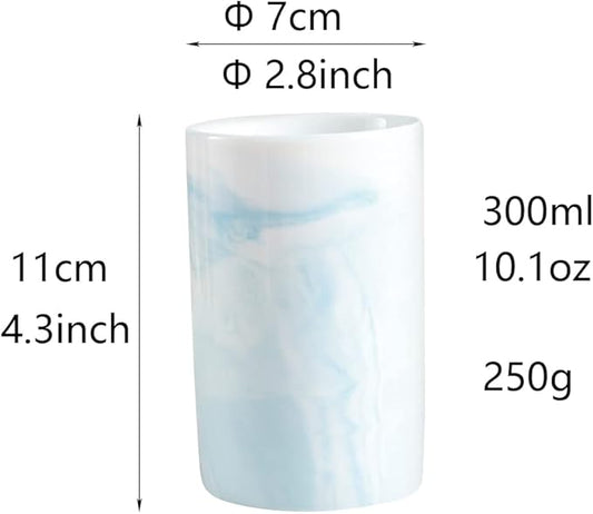 Minimalist Blue and White Gradient Ceramic Toothbrush Cup Rinse Cup Bathroom Organizer