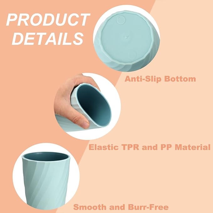 Minimalist Spiral Texture Lightweight Toothbrush Cup Light Blue Multi-Purpose Rinse Cup