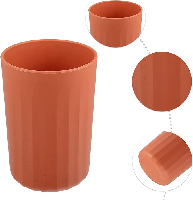 Minimalist Orange Striped Toothbrush Cup Eco-Friendly Rinse Cup Multi-Purpose Bathroom Organizer