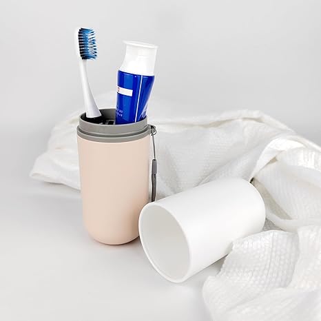Portable Travel Toothbrush Cup Set Dual-Layer Split Rinse Cup Compact Leak-Proof Organizer