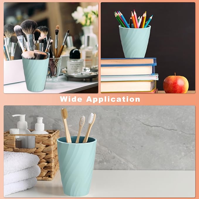 Minimalist Spiral Texture Lightweight Toothbrush Cup Light Blue Multi-Purpose Rinse Cup