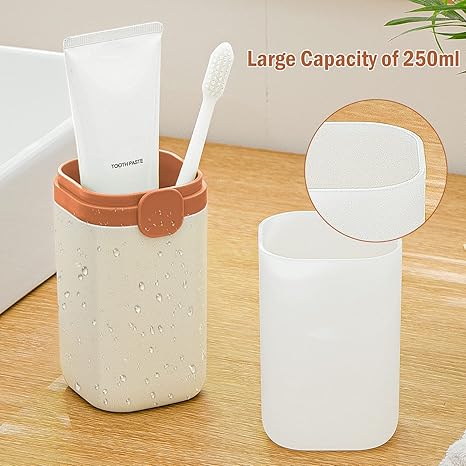 Portable Split Toothbrush Cup Travel Double-Layer Rinse Cup Multi-Purpose Storage Organizer