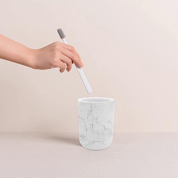Minimalist Marble-Pattern Toothbrush Cup Rinse Cup Bathroom Organizer