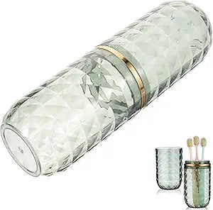 Diamond Texture Travel Toothbrush Cup Elegant Split Rinse Cup Multi-Purpose Bathroom Storage