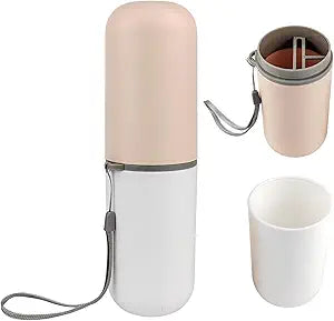 Portable Travel Toothbrush Cup Set Dual-Layer Split Rinse Cup Compact Leak-Proof Organizer