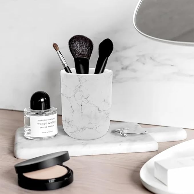 Minimalist Marble-Pattern Toothbrush Cup Rinse Cup Bathroom Organizer