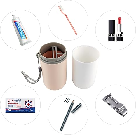 Portable Travel Toothbrush Cup Set Dual-Layer Split Rinse Cup Compact Leak-Proof Organizer