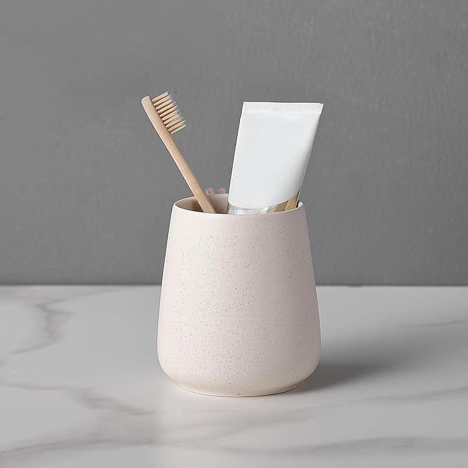 Minimalist Matte Beige Toothbrush Cup Rinse Cup Bathroom Organizer