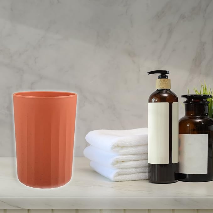 Minimalist Orange Striped Toothbrush Cup Eco-Friendly Rinse Cup Multi-Purpose Bathroom Organizer