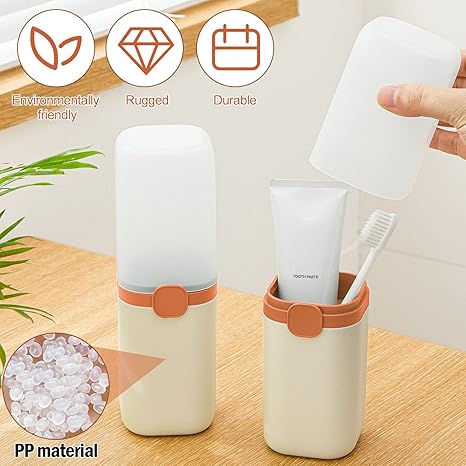 Portable Split Toothbrush Cup Travel Double-Layer Rinse Cup Multi-Purpose Storage Organizer