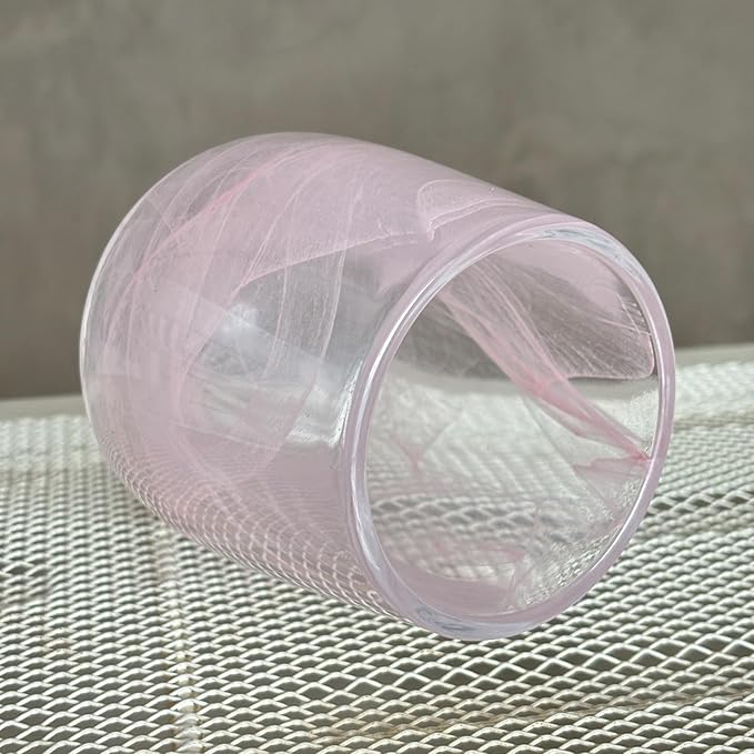 Pink Gradient Glass Toothbrush Cup Elegant Rinse Cup Multi-Purpose Bathroom Organizer